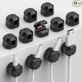 12 Pack Rotatable Cable Clips,Spring Cord Organizer Desk Cable Management Cord Holder Adhesive Phone Charger Cord Clips for Home Office Car Wall Nightstand Accessories Black