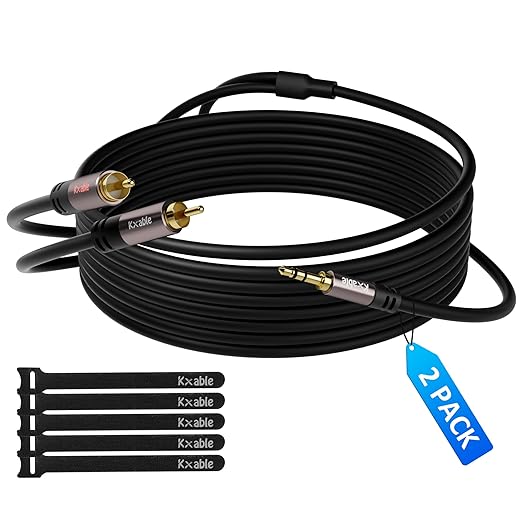2 Pack 3.5mm to RCA Cable 4FT, Male RCA to Aux Stereo Audio Adapter, Hi-Fi Sound Auxiliary Y Splitter Cord, Shielded 1/8 to 2RCA Cable for Headphone, MP3, Tablet, Speaker, HDTV, Phone and More