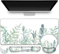 ToLuLu Desk Mat, XXL Large Mouse Pad Wrist Support Set，4 in1 Gaming Mousepad Desk Pad+ Ergonomic Mouse Pad with Wrist Rest + Keyboard Wrist Rest+Coaster for Home Office Computer Table, Green Grass