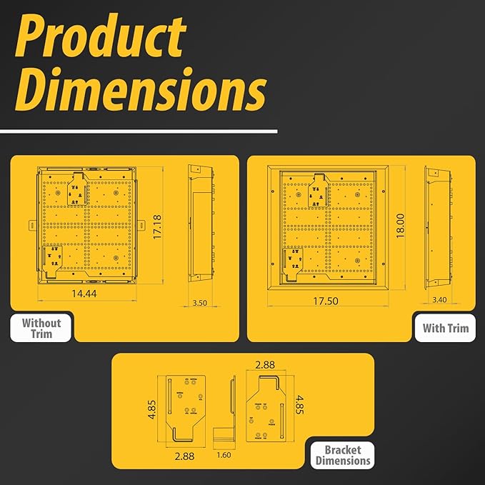 DataComm Electronics 45-8011-1P Multi-Functional Recessed Media Box with Integrated Duplex Power Receptacle For Seamless Home & Office Connectivity Solutions, In Wall Box, Hides TV Outlet & Cables