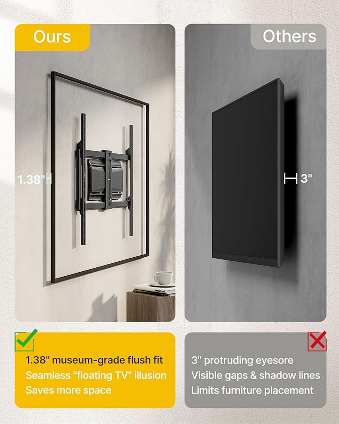 monTEK Heavy Duty Ultra Slim TV Wall Mount for 50-100 Inch TVs Up to 185lbs, Swivel & Tilt & Extension Wall Mount TV Bracket with Articulating Dual Arms, Low Profile Full Motion tv Mount