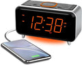Emerson CKS1521-A SmartSet Bluetooth Dual Alarm Clock Radio with 1.4” Orange LED Display, Auto Time-Set, USB Phone Charger, FM Radio, AUX Input, Auto-Dimmer & Orange Accent Light