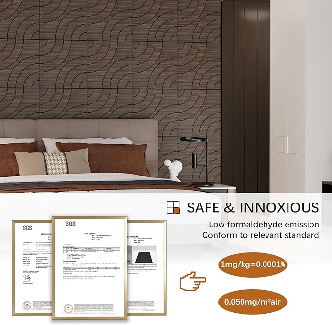 ARMURO 4 Packs Acoustic Wall Panels - Self-Adhesive 3D Wood Slat Wall Panel- Peel and Stick Sound Absorbing Panels for Noise Reducing - Feature Wall Decor for Home & Office