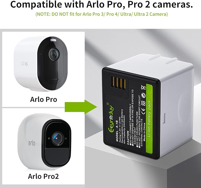 2- Pack Batteries and Charger for arlo Pro, Pro 2 Camera, 2440mAh Rechargeable - Image 3