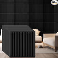 Nuanchu 60 Pcs 3D Slat Wall Panels 12 x 12 Inch PVC Fluted Textured Panel Cuttable Paintable DIY Wall Art Decorative Tiles for Ceiling Studio Bathroom Interior TV Background (Black)