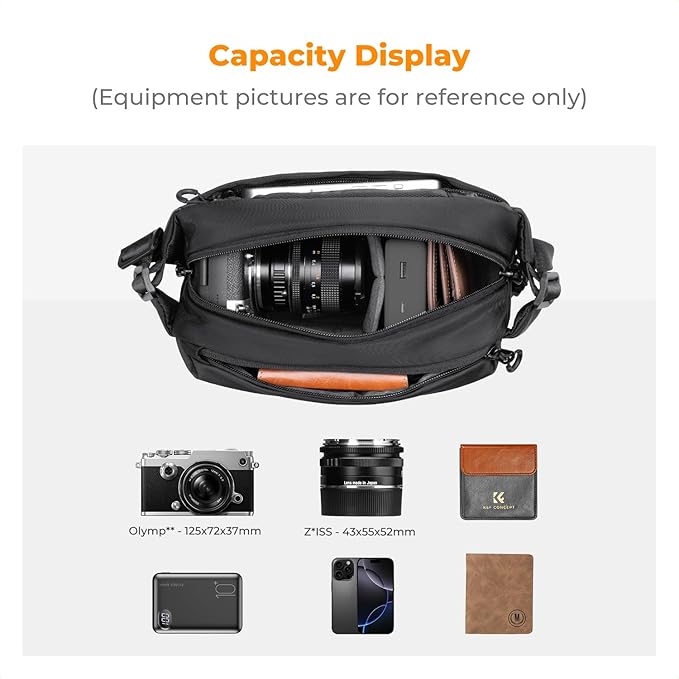 K&F CONCEPT Camera Sling Bag Crossbody Bag Waterproof Camera Shoulder Backpack - Image 2