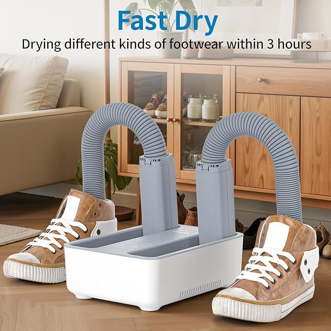 LAVIEAIR Boot Dryer Shoe Dryer for Work Boots Sneakers and Gloves, Temperature-selectable Boot Warmer with Heat, Timer, Fan and Retractable Hoses