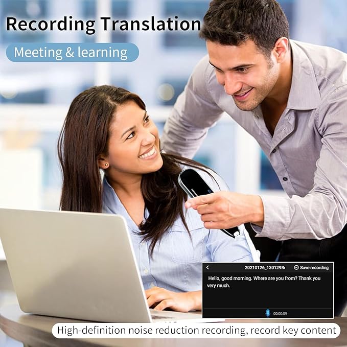 Translator Pen, Scanner Reader Pen 112 Languages OCR Digital Scanning Translation Pen Text-to-Speech Device, Reader Pen for Dyslexia, Text Excerpt, Photo Translation, Dictionay Pen for Students Adults