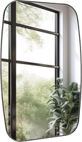 Black Oval Mirror, 32"×40" Bathroom Mirror for Wall Vanity with Stainless Steel Metal 0.8" Thin Frame, Oblong Bathrrom Mirror Modern Anti Rust