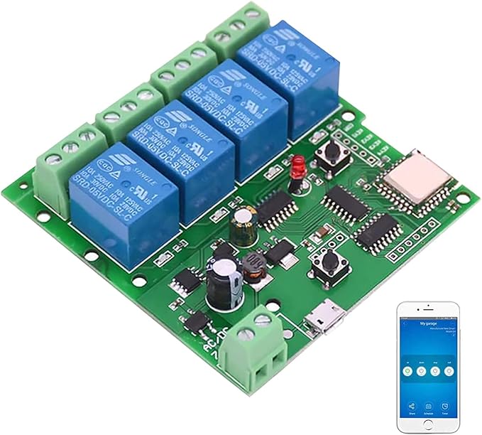 Newgoal WiFi Wireless Inching Relay Monentary/Self-Locking Switch Module DIY Smart Home Remote Control DC 5-32V AC90-260V Ewelink App iOS/Andriod Compatible with Alexa Echo Google Home IFTTT (DC4)