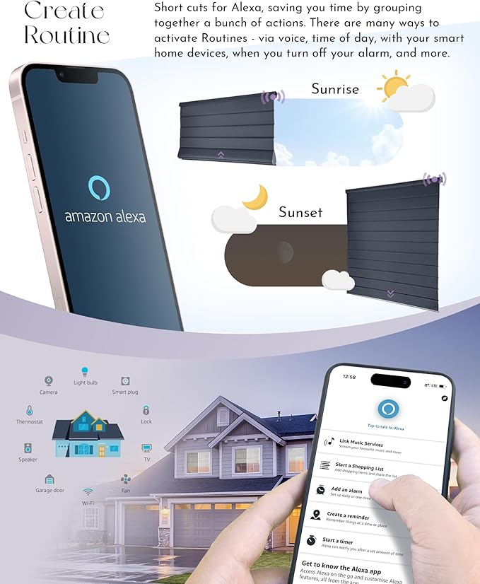 Graywind Smart Roman Shades Compatible with Alexa Google WiFi Hardwired Automatic Blinds with Remote Blackout Plain Fold Soft Roman Window Shades for Windows Doors, Custom Size (Flowline Midnight)