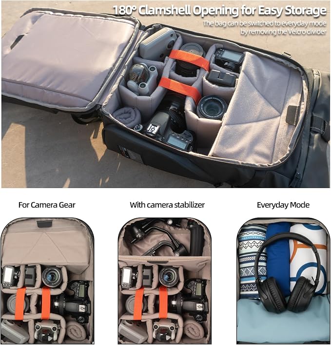 Besnfoto Hardshell Camera Backpack, DSLR SLR Mirrorless Camera Bag Waterproof - Image 5
