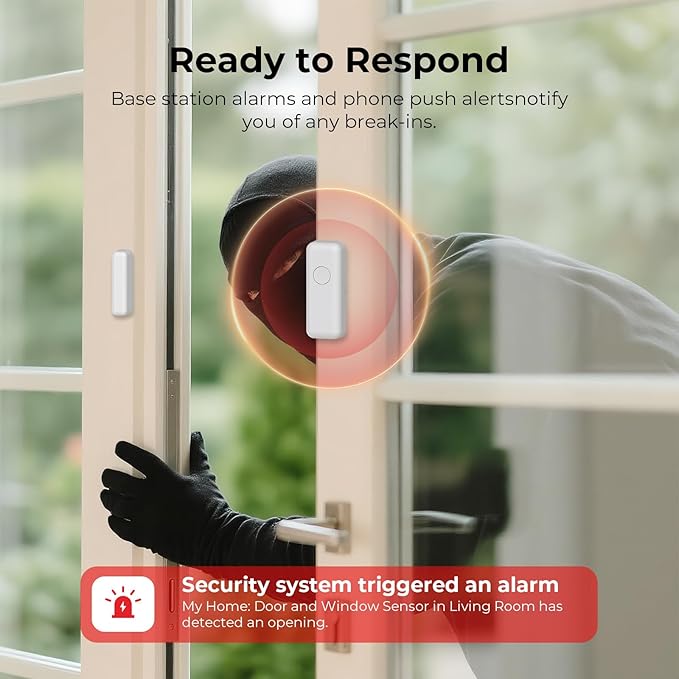 Hapippofa Wireless Home Security System WiFi/4G Home Alarm System with Phone APP Alert | Voice Control | No Subscription Fees | 24/7 Monitoring | Alexa Compatible