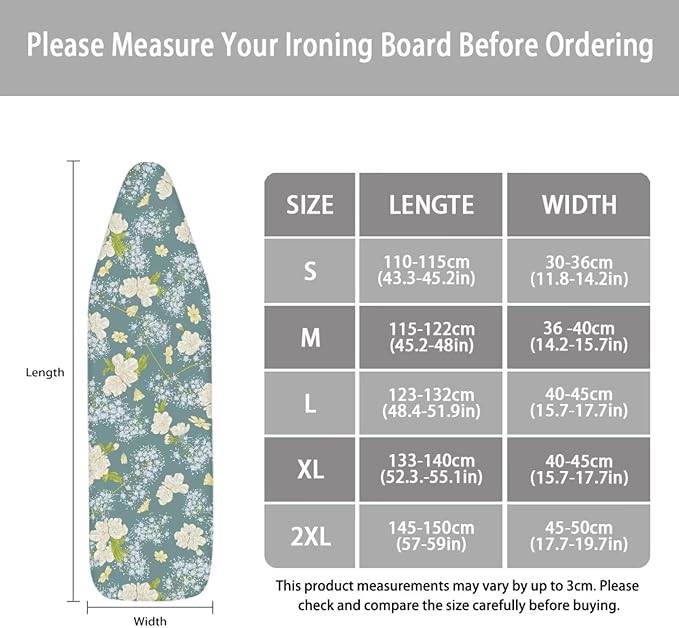 ZCFYGDX Dandelion Flower Print Ironing Board Cover Decor, Resist Scorching & Staining, Easy to Install Resistant Elastic Edges, 3 Nylon Buckle Straps Fasteners, Protective Scorch Cloth Covers Size-S