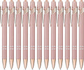 LINFANC 12 Pack Rose Gold Ballpoint Pen with Stylus Tip, 1.0 mm Black Ink Smooth Writing Pens, Metal Stylus Pens for Touch Screens