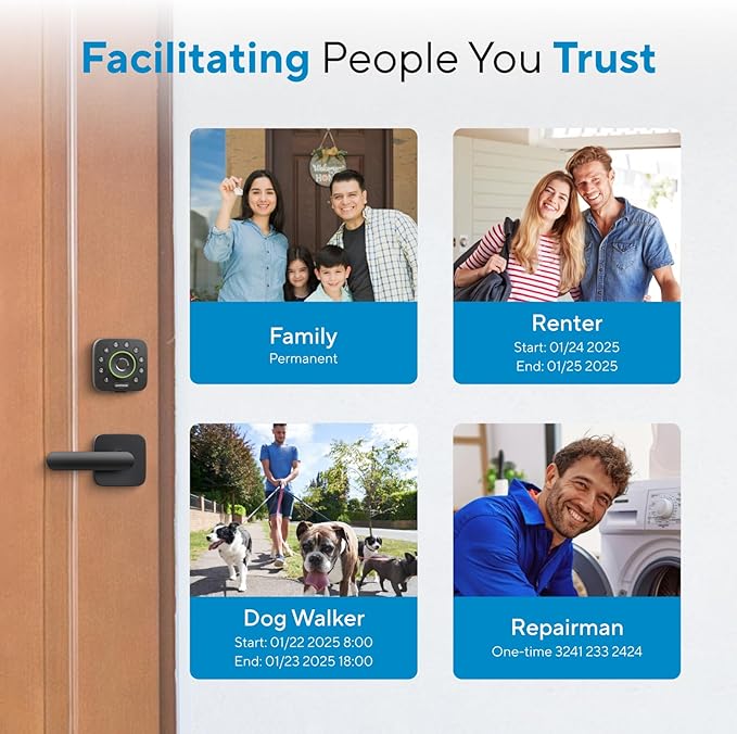 ULTRALOQ U-Bolt Pro WiFi Smart Lock with Handle, Fingerprint Keyless Entry Door Lock Set with Lever, Smart Deadbolt Locks for Front Door, Auto-Lock, Auto Unlock, App Remote Control, ANSI Grade 1