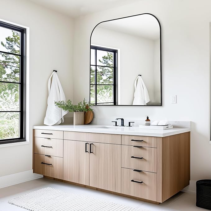 Bathroom Mirror, Wall Mirrors, Black Metal Framed Wall-Mounted Mirrors, Bathroom Vanity Mirror for Over Sink, Living Room, Bedroom, Entryway, 36x36 Inch, Black
