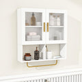 Wall Mounted Bathroom Storage Cabinet Medicine Cabinet with Acrylic Doors & Towel Bar Adjustable Shelves for Bathroom, Laundry Room, Bedroom, Enterway