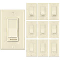 BESTTEN 10 Pack Almond Dimmer Light Switch, 3 Way or Single Pole Dimmer Switches, for Dimmable LED, Halogen and Incandescent Bulbs, 120V, Decorator Wall Plate Included, UL Listed