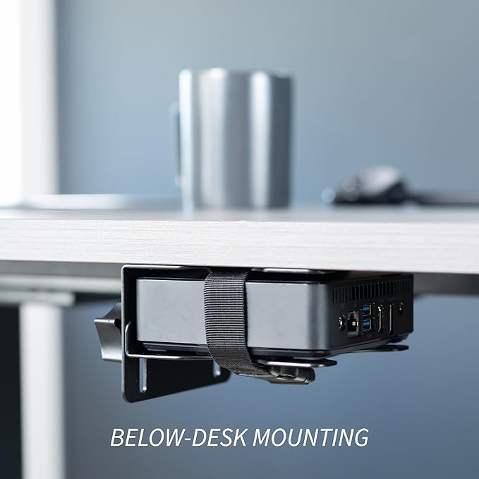VIVO Adjustable Thin Client Mini PC Mount Bracket, CPU VESA Under Desk and Monitor Arm Computer Holder, Black, MOUNT-PC05C