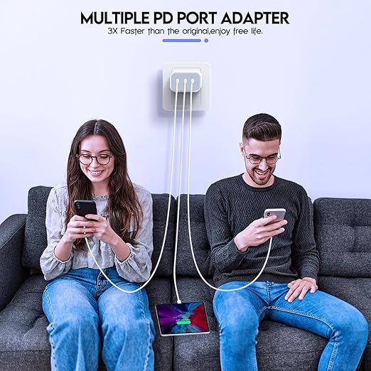 iPhone 16/17 Charger Block,USB C Charger [2 Pack] 35W 3-Port Wall Cube Fast Type C Charging Block PD Power Adapter for iPhone 17/17 Pro Max/16/16Pro/15/15Pro/14 Pro Max/13/12/11, iPad,Galaxy,Pixel 4/3