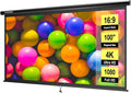 VIVOHOME 100 Inch 16:9 Pull Down Projector Screen, HD 4K Retractable Movie Screen for Indoor Home Theater and Office, Manual Projection Screen with Auto Locking (87W x 49H Inch Display Area)