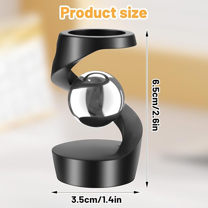 Kinetic Desk Toys, Metal Fidget Toys for Office, Adults & Kids, Optical Illusion Toys, Black Silver