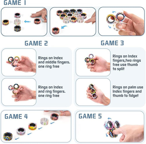 15Pcs Magnetic Adults Fidget Toys Rings,Stocking Stuffers for Kids 8-12