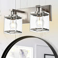 WINSHEN 2-Lights Wall Sconce Lighting E26 Bulb Base, Modern Brushed Nickel Bathroom Vanity Light for Over Mirror Bedroom Cabinet, Wall Light Fixtures with Clear Glass Shades