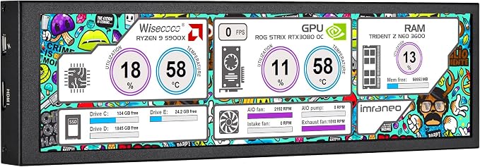 wisecoco 8.8 Inch Computer Secondary Screen CPU Temperature Monitor by wisecoco