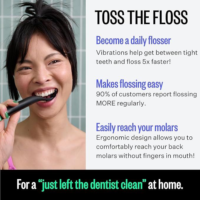 FLAUS Electric Flosser (Oprah's List, Shark Tank) 3 Speeds + 135 Refill Heads Variety Pack (Extra Strong Woven & Gentle Gliding) Water Flosser Alternative, Dentist Tooth Flossers Dental Floss Picks