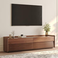POVISON Fully-Assembled Mid Century Modern TV Stand, 70.87" Wood Media Console with Adjustable LED Light, Entertainment Center with Storage for Living Room