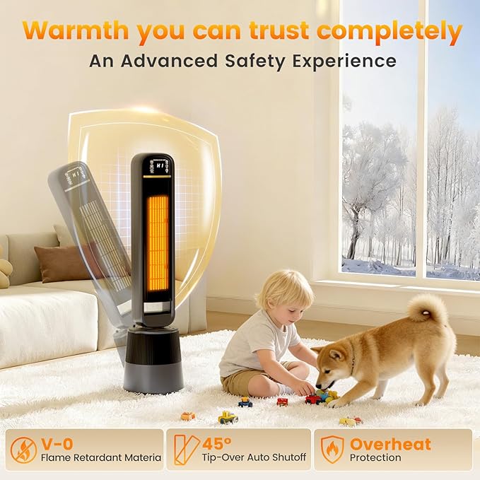 Auertech 35.5" Space Heater with Humidifier, 2 in 1 Electric Space Heater with 1.75L Water Tank, Oscillating Room Heaters with Dual-Fan & Thermostat, Space Heaters for Indoor Use Large Room, Bedroom