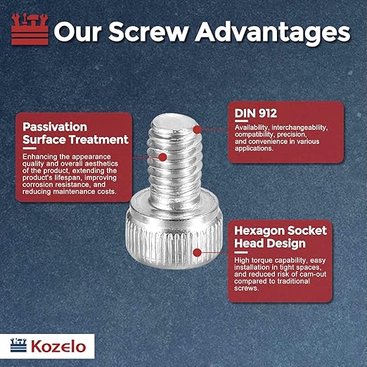 Kozelo 100pcs Socket Head Cap Screws - [M4-0.7 x 6mm] 304 Stainless Steel Allen Socket Drive for Electrical Motor 3D Printing Fan Engine Replacement Use, Silver