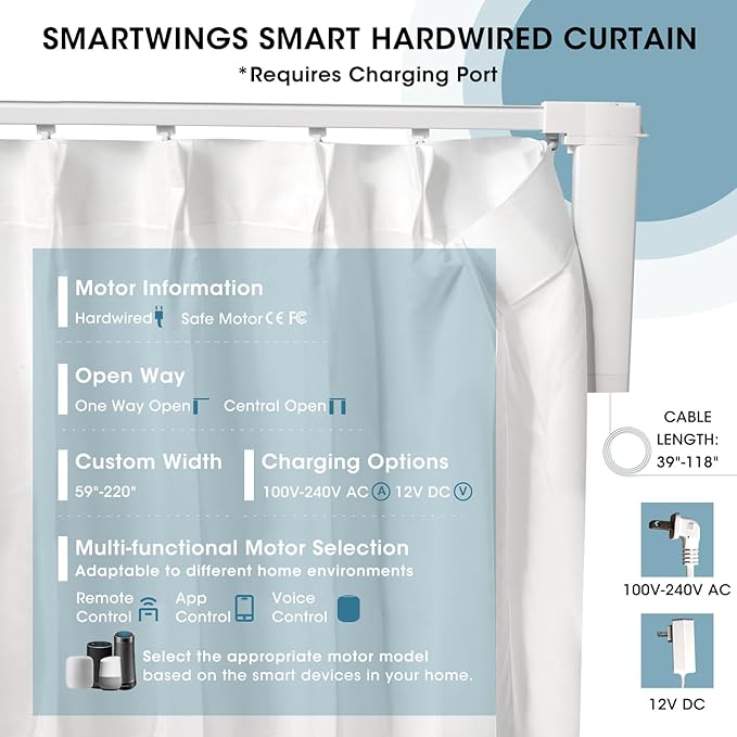 SmartWings Automatic Curtain Opener with Drapery, Motorized Vertical Blinds with Remote, Electric Closet Doors Sliding Panels Compatible with Alexa Google Homekit, Sheer Phantom Ethereal