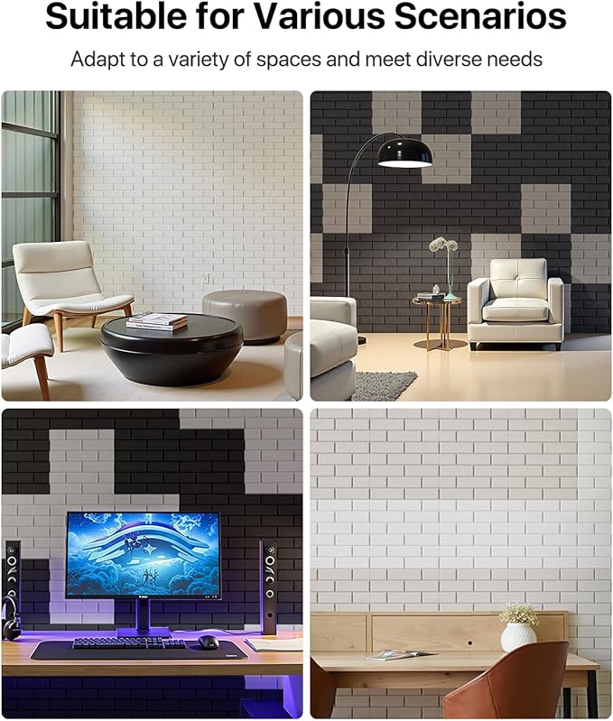 Soundproof Wall Panels Self-adhesive, 18 Pack Acoustic Panels Sound Absorbing Panel High Density Brick Wall Panel for Walls, Office,Reccording Studio, Ceiling 12" X 12" X 0.4" Gray