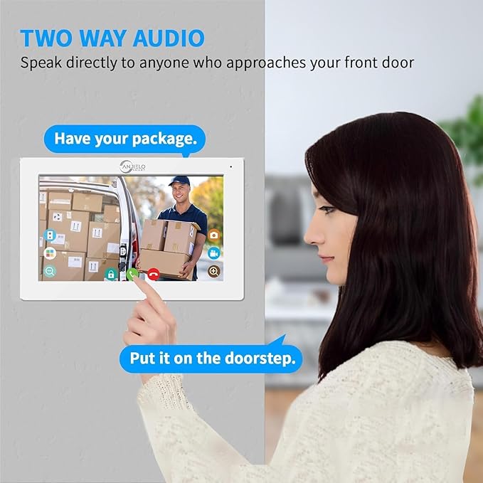 Wired Video Door Phone Apartment Intercom System,7 Inch Touch Monitor with 1080P HD Camera Doorbell,Supporting 5 in 1 Unlocking,Minitoring Motion Detecting for Home Villa,Tuya (1 doorbell + 4 monitor)
