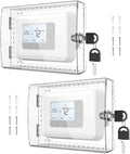 AUURIO 2 PCS Upgraded Thermostat Lock Box with Key, Large Space Thermostat Cover Seamless Anastomosis, Clear Decorative AC Lock Box Cover on Wall Fits Thermostats 4.8" H x 6" W or Smaller