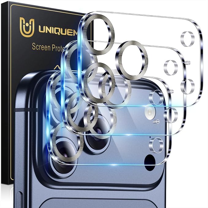 UniqueMe Compatible for 3 Pack iPhone 17 Pro Camera Lens Protector by UniqueMe