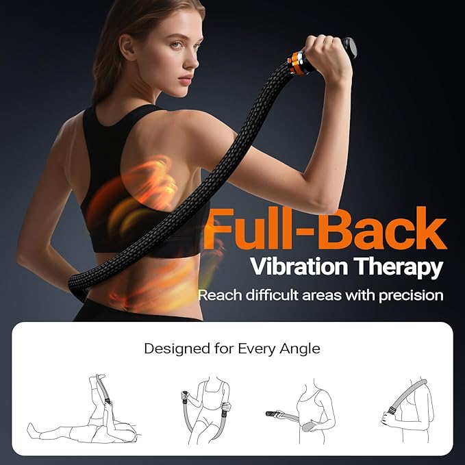HYAKO S1 3D Flexible Pro Back Massage Rope - Handheld Vibration Therapy Massager & Hands-Free for Lower Back Pain Relief, 3000-7000 RPM Deep Tissue Muscle Massage Gun,Ideal for Athletes,Gym & Home Use