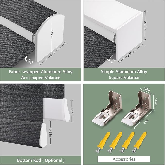 Zshine Motorized Blackout Window Blinds Customize Width (23-95 Inches) Remote Control Wireless and Rechargeable Roller Shades Blinds for Windows, Home, Office, Hotel, Club, Restaurant(82141H)