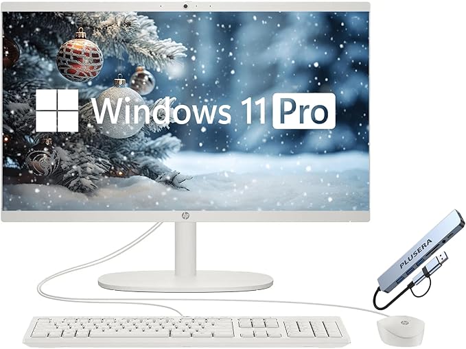 HP 21.5" FHD All-in-One Desktop Computer, 32GB RAM 1TB, Dual-Core Intel Celeron, Windows 11 Pro, Snow White (Renewed)