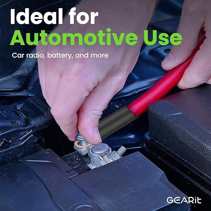 GearIT 4 Gauge Battery Cable - 4 Gauge Wire Kit with 15 Lugs, 20 Heat Shrink Wrap, CCA Wire, Amp Kit, 25 Feet Each (Black/Red)