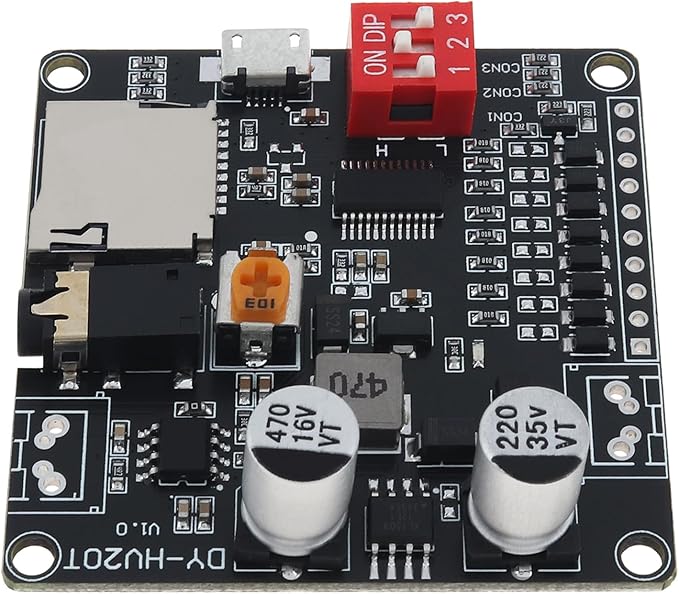 DiGiYes 20W Voice Playback Module DC 6-35V 24-bit DAC Output Support TF Card 32GB for Broadcast Device DIY, Support USB Downloadable Music Player Board