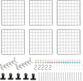 Feadily 6 Pack Metal Grid Panel, 13.8" x 13.8" Black Wire Grid Wall Organizer for Photos, Notes & Decor, Include 2 Hook Racks