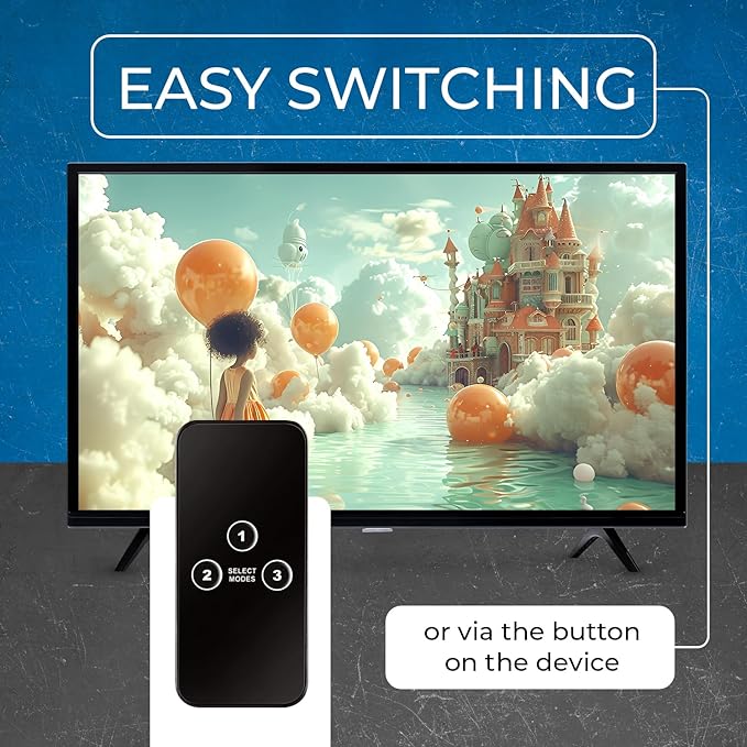 OREI HDMI Switcher with 4K@120Hz 4:4:4 / 8K@60Hz 4:2:0 - HDR10+, VRR, ALLM, QFT, CEC - 48Gbps Bandwidth - HDMI Switch with Remote – Perfect for Gaming with PS5/Xbox/PC