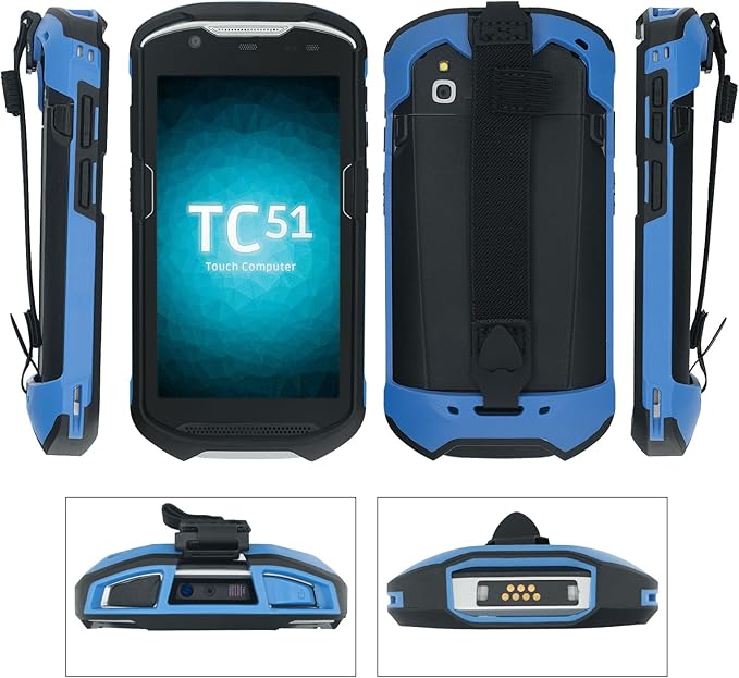 IYOUBOL Protective Cover Bumper Case Rugged Boot with Hand Strap for Zebra TC51 TC510K TC52 TC56 TC57 (Blue)