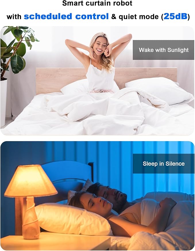 2025 Automatic Curtain Opener - Electric Curtains with Remote Smart Curtain Opener Electronic for Roman/U/T Rails, Bluetooth Curtain Opener with App/Timer, Compatible with Alexa and Google Home