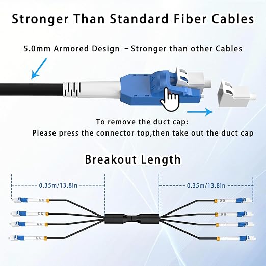 150M/492FT LC to LC Armored Outdoor Fiber Optic Cable, Single Mode Duplex - Image 7