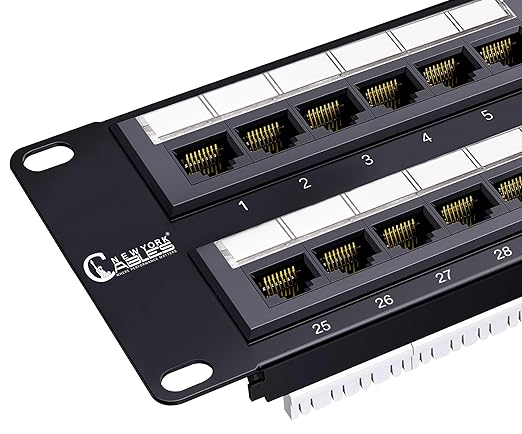 NewYork Cables 48 Port Cat6 Patch Panel, 10Gb Ethernet, 2U 19-Inch Rack or Wall by NewYorkCables